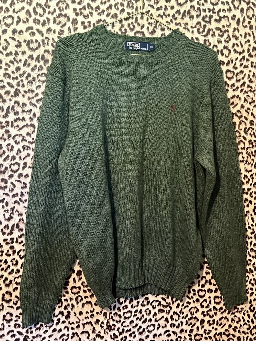Polo Ralph Lauren Green Cotton Knit Sweater Men’s XL Crewneck Classic Pony Logo